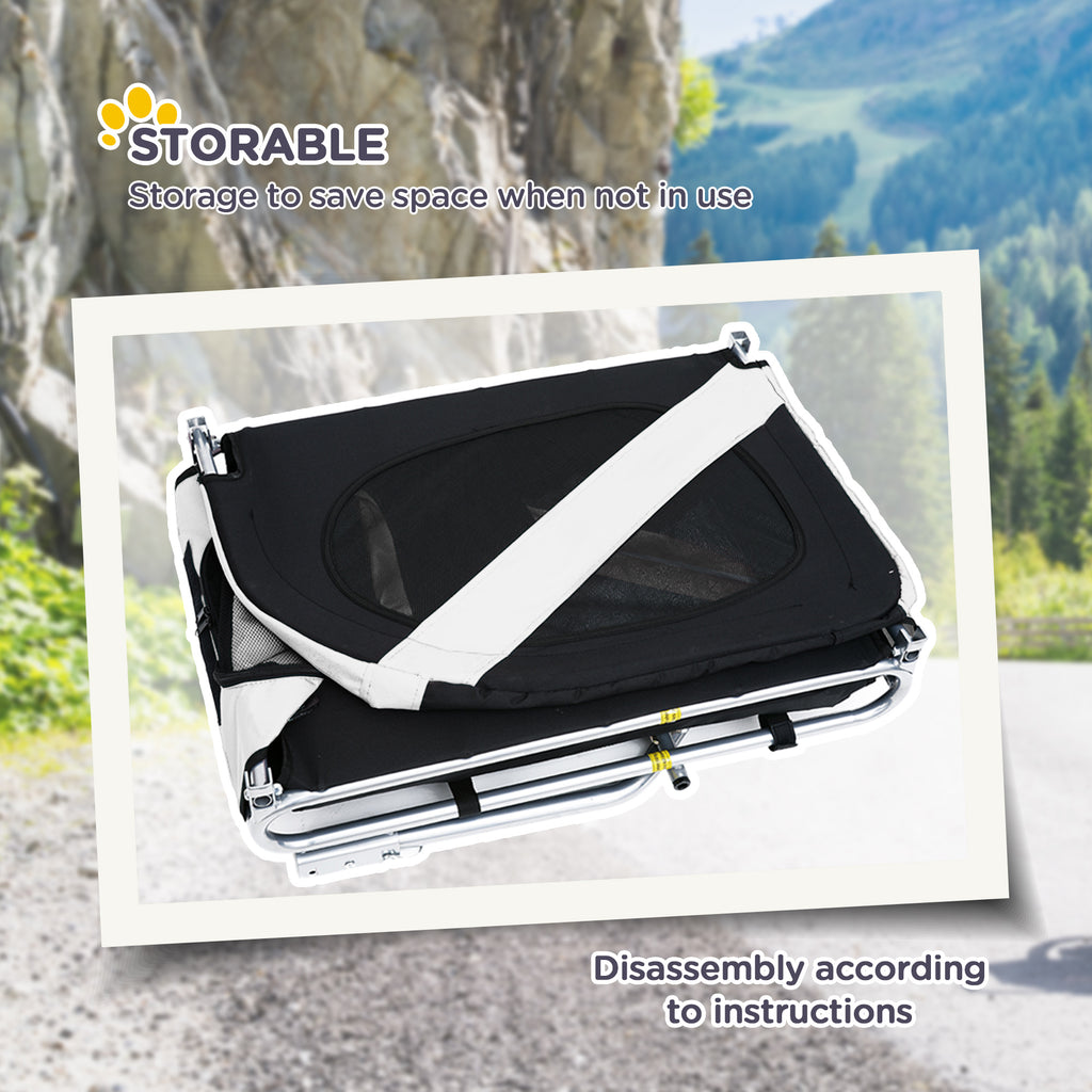 PawHut Steel Dog Bike Trailer Pet Cart Carrier For Bicycle Kit Water Resistant With Hitch Coupler Travel White And Black