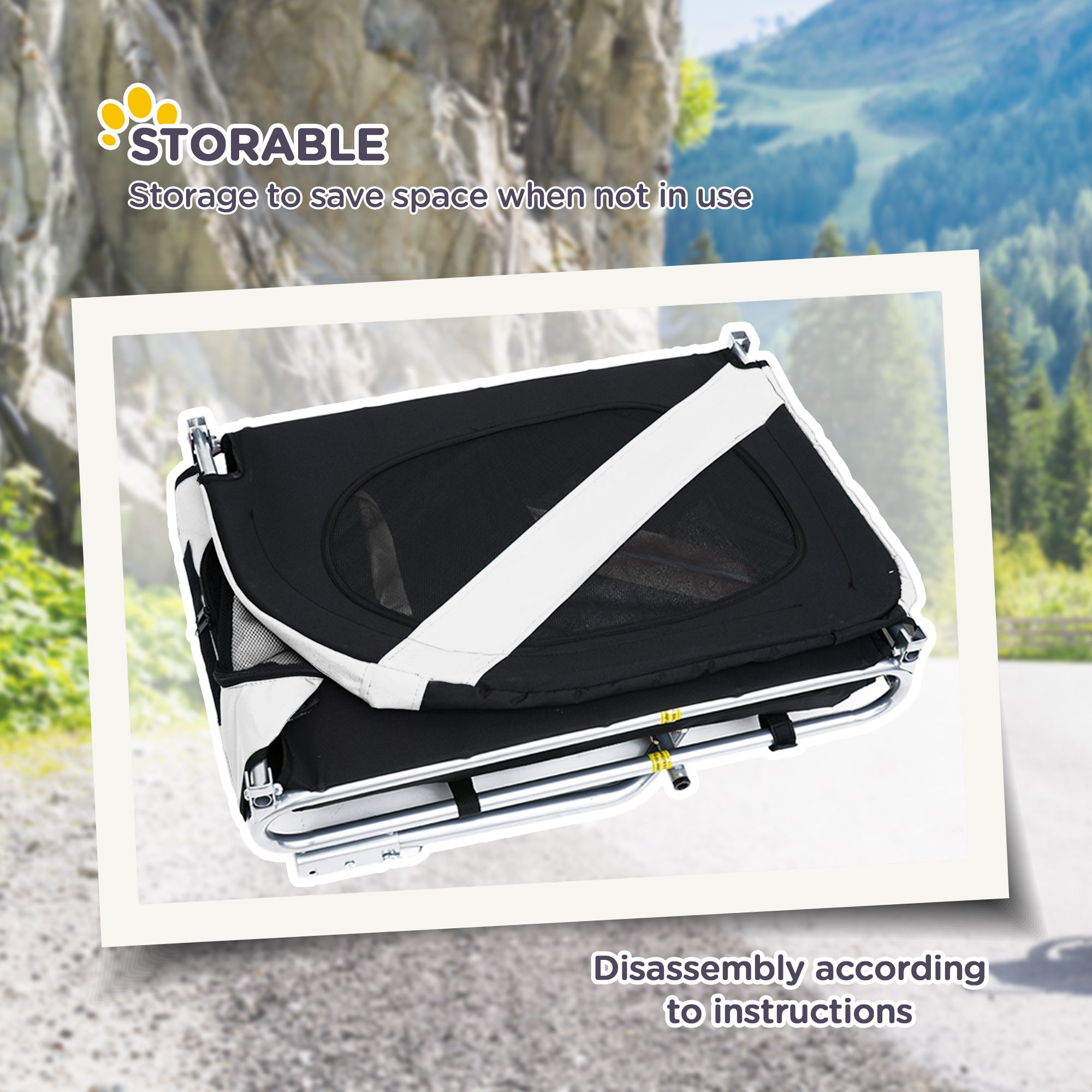 PawHut Steel Dog Bike Trailer Pet Cart Carrier For Bicycle Kit Water Resistant With Hitch Coupler Travel White And Black